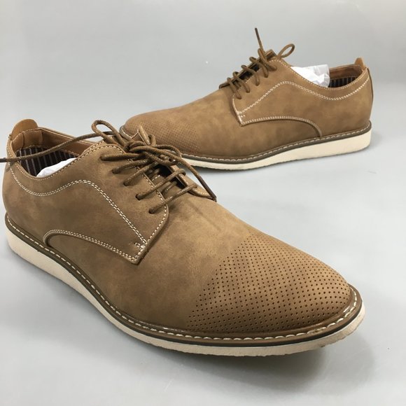 Harrison Myles 10 Camel Perforated Derby Oxford Shoes Faux Leather NEW main image 8